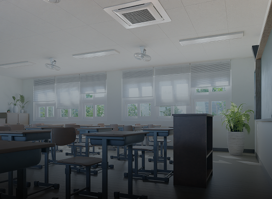 Sala de aula com sistema de climatização
